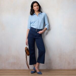 High Rise Twill Wide Leg Crop Pants 💙